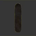 Dark Brown Skateboard With Yellow Edge White Wheels And Silver Trucks