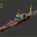 Historical Vintage Battleship Model With Turrets Masts And Detailed Deck Structures 3d model