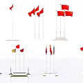 National Flags Flying On Flagpoles In Various Display Arrangements And Designs