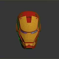 Red And Yellow Iron Man Helmet Combat Weapon With Metallic Design And Shiny Finish