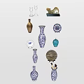Interior Decorative Ornament Set With Vases Candle Holders And Sculptural Pieces