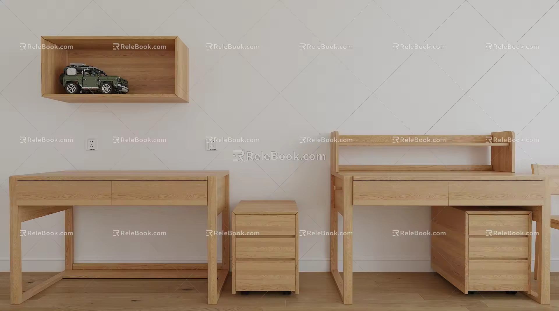 Nordic Desk Log Desk Solid Wood Writing Desk Computer Desk 3d model