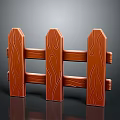 Realistic Brown Wooden Fence With Wood Grain Design And Picket Posts