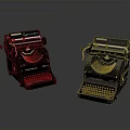 Two Black Remington Vintage Typewriters Displayed As Classic Electronic Appliances On Dark Reflective Surface