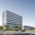 Modern Hospital Building with Green Roof Surrounded by Trees and Urban Roads