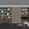 Stylish Modern Office Interior With Bookshelves Green Plant Walls Desk Chairs And Sofa