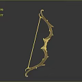 Ornate Wooden Bow With Curved Design Red Accents And Golden Details