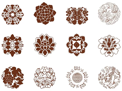 Traditional Intricate Carvings Design With Peony Dragon And Lucky Symbols In Circular Patterns 3d model