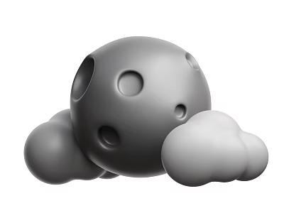 Decorative Ornament Set Featuring Gray Spherical Piece With Holes And Cloud Like Structures 3d model