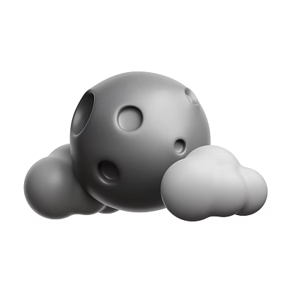 Decorative Ornament Set Featuring Gray Spherical Piece With Holes And Cloud Like Structures 3d model