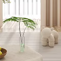 Beige Sofa And Coffee Table Set With Curtains Window Green Plant Floor Lamp And Stuffed Toys