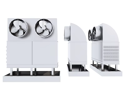 Industrial Air Cooler Fans With White Design Multiple Blades And Structural Details 3d model