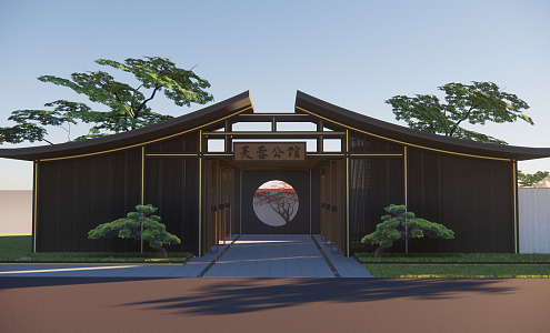 New Chinese Style Door Head Demonstration Area Landscape 3d model