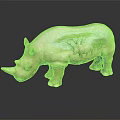 Decorative Rhinoceros Figurine With Painted Savanna Scene And Rhinoceros Image On Body