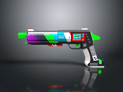 Futuristic Multicolored Weapon With Digital Display Modern Grip And Vibrant Color Design 3d model