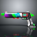 Futuristic Multicolored Weapon With Digital Display Modern Grip And Vibrant Color Design