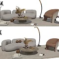 Modern sofa coffee table combination 3d model
