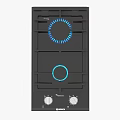 Modern Black Gas Hob With Blue Flames Control Knobs And Midea 3d model