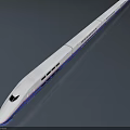 High speed Train with streamlined design white body blue stripes and modern windows