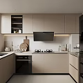 Modern Kitchen Interior With Light Wood Cabinets Black Appliances And Window Countertop