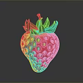 Juicy Fresh Ripe Red Strawberry With Green Leaves On Black Background