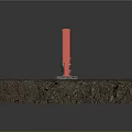 Industrial Red Control Box With Connected Pipes Valve And Concrete Base