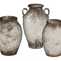 Ceramic Vases Vintage Style With Distressed Texture And Various Shapes