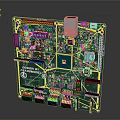Green Advanced Circuit Board With STM32 F7 Chip And Electronic Components