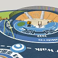 Circular Recreational Park Layout Featuring Playground Night Market Walking Paths And Green Areas