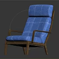 Modern Blue Lounge Chair with Wooden Frame Quilted Backrest and Seat Cushion