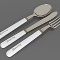 Happybling Tableware Set With Spoon Knife Fork White Handles Gold Accents
