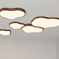 Multiple Cloud Shaped Wooden Frame Ceiling Lights With White Lampshade Modern Design 3d model