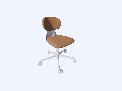 Brown Office Chair With White Frame Modern Design And Rolling Wheels 3d model