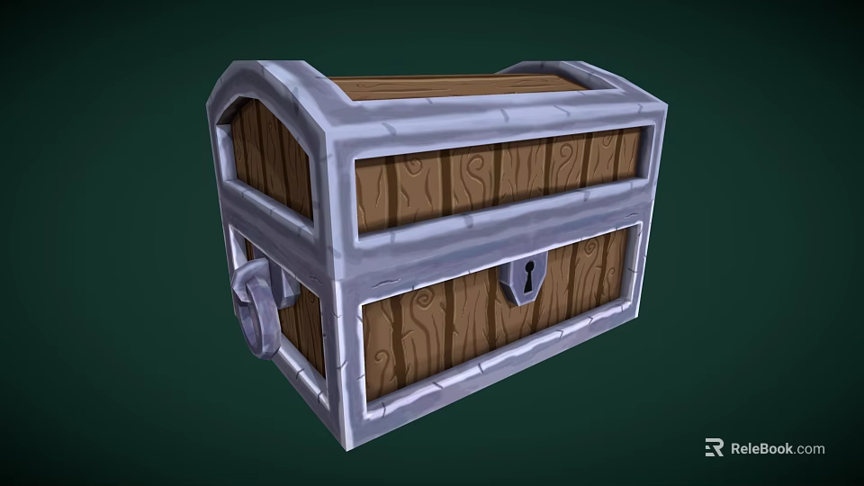 Vintage Wooden Storage Chest with Metal Frame Lock and Keyhole for Home Organization 3d model 