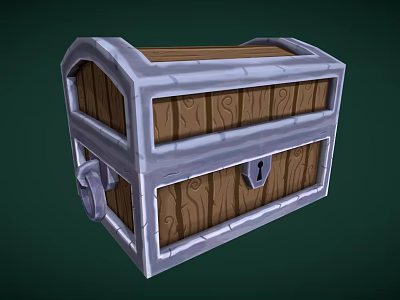 Vintage Wooden Storage Chest with Metal Frame Lock and Keyhole for Home Organization 3d model