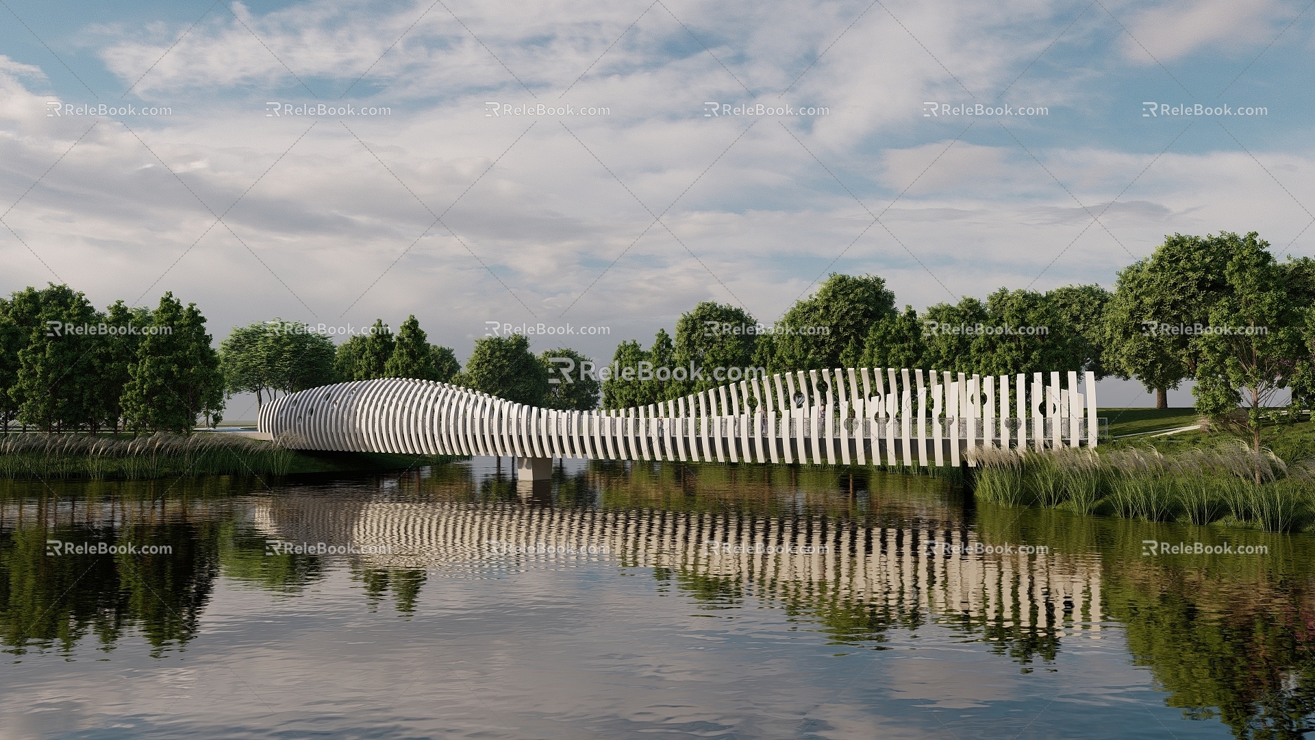 Modern Bridge Landscape Bridge 3d model