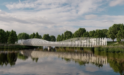 Modern Bridge Landscape Bridge 3d model