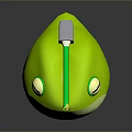 Green Cartoon Turtle With Yellow Belly And Green Pen On Head Closed Eyes