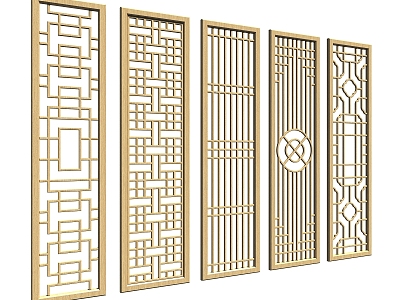 Chinese-style lattice carved screen partition model