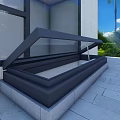 Detached Villa With Large Glass Windows And Green Outdoor Landscape View