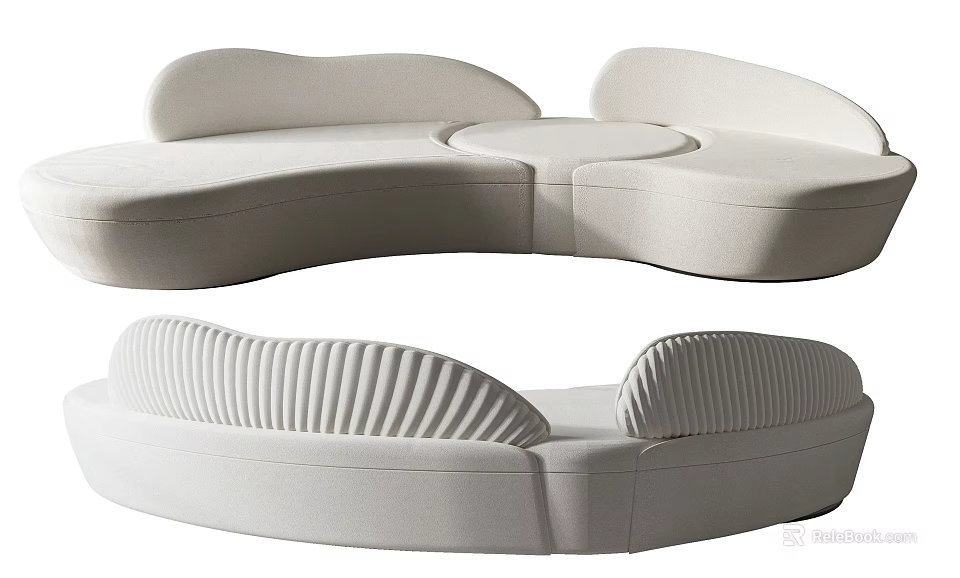 Modern Curved Sectional Sofa With Beige Upholstery And Comfortable Seating 3d model