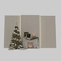 Christmas Tree Made Of Building Blocks With Ornaments Fireplace And Gift Boxes