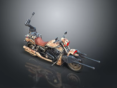 Vintage Cruiser Motorcycle With Brown Leather Seat And Metal Accents 3d model