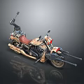 Vintage Cruiser Motorcycle With Brown Leather Seat And Metal Accents