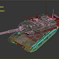 Armored Military Tank with Camouflage Paint Long Cannon Tracks and Turret