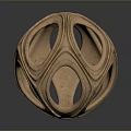 Golden Spherical Decorative Furniture Piece With Hollow Design And Intricate Carved Texture