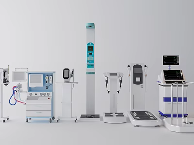 Advanced Medical Devices Featuring Patient Monitors Diagnostic Tools and Clinical Scales 3d model