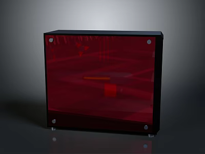 Black Frame Electronic Device With Red Transparent Panel Metal Screws Red Patterns And Orange Strip 3d model