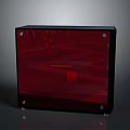Black Frame Electronic Device With Red Transparent Panel Metal Screws Red Patterns And Orange Strip