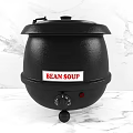 Black Commercial Soup Warmer Kitchen Equipment With Control Knob And Lid